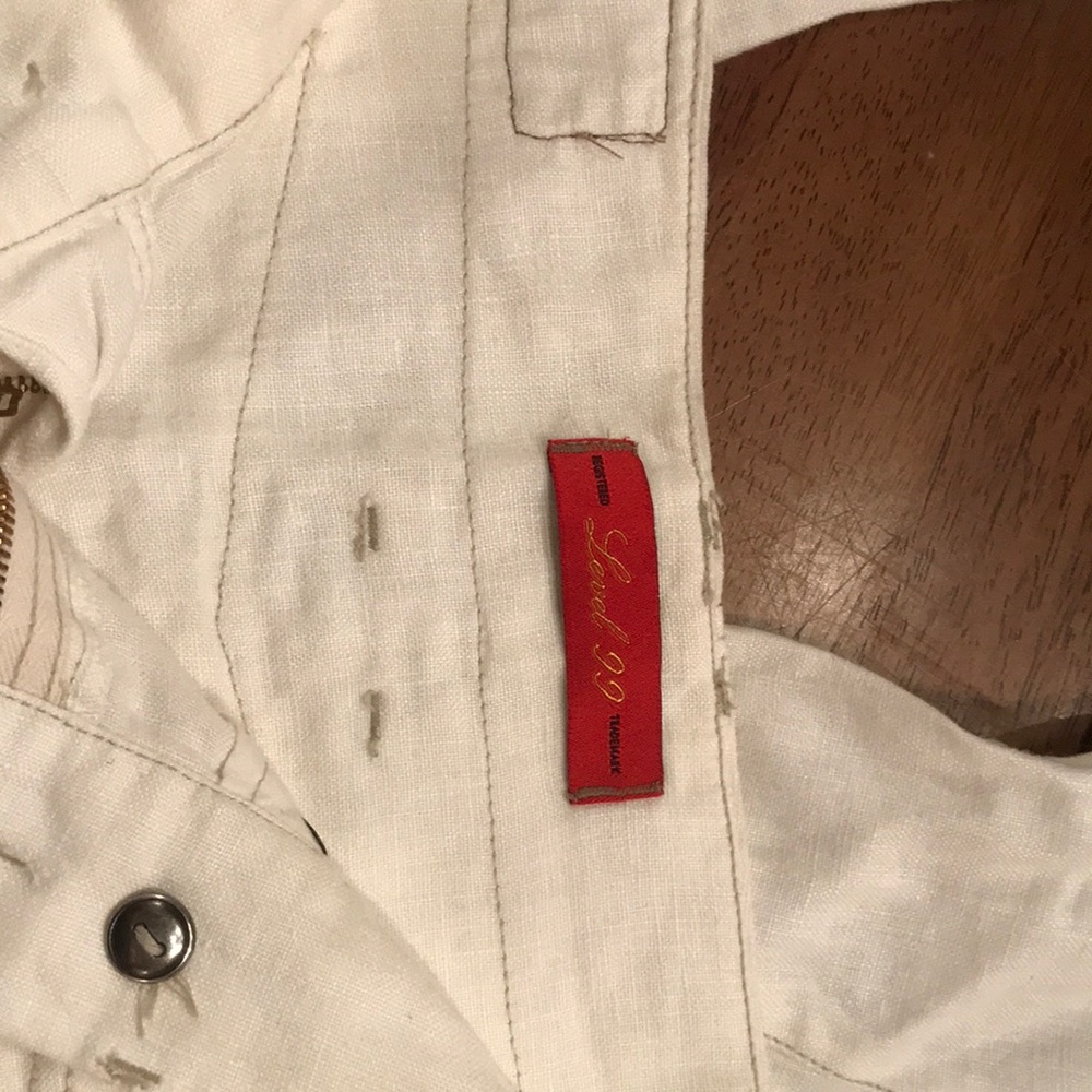 Level 99 white linen flare leg summer pants